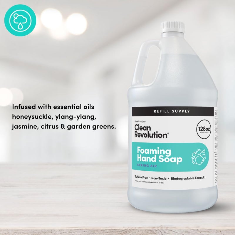 Clean Revolution Foaming Hand Soap Refill Supply Container, Ready to Use Formula, Spring Air Fragrance, Gluten Free, 128 Fl. Oz - Image 2